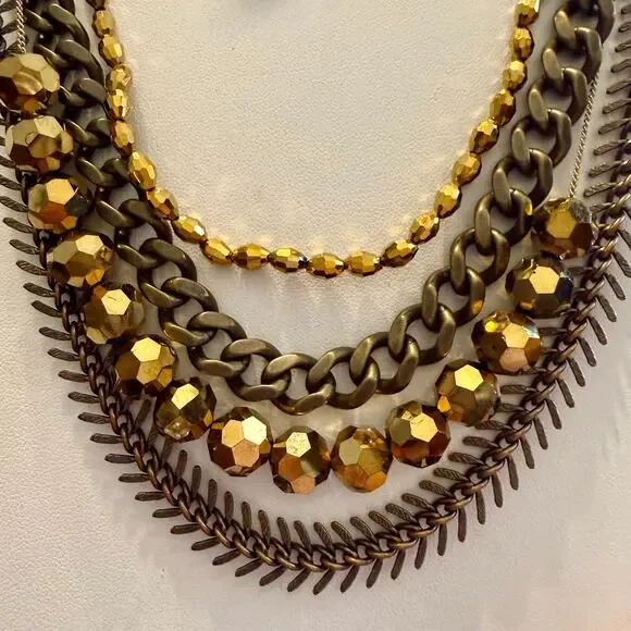 A.V. Max Mixed Metal Beaded Layered Gold Tone Necklace - Picture 5 of 9